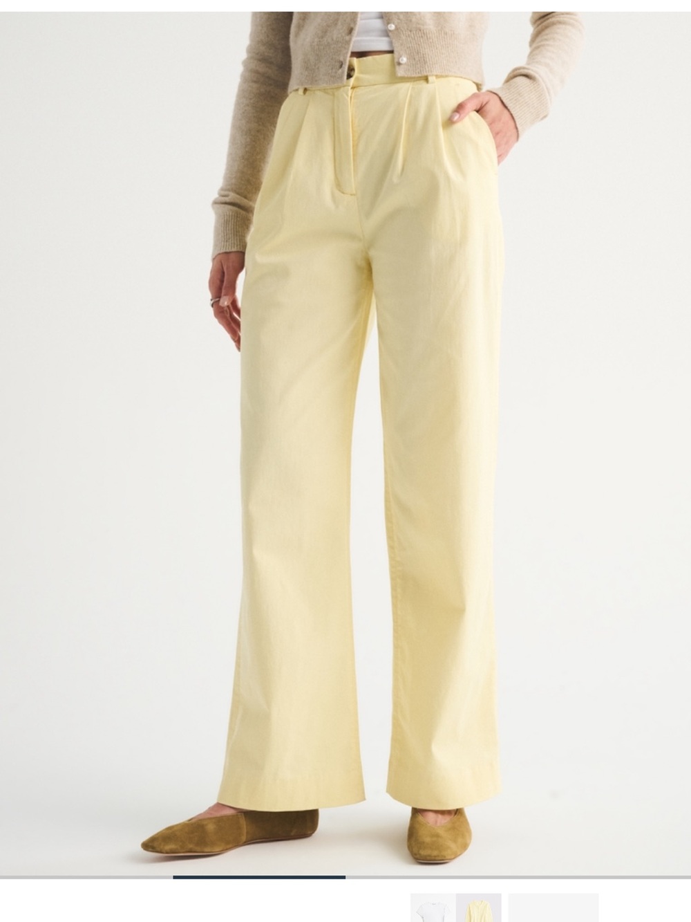 Abercrombie Sloane Twill Tailored High-Waist Wide-Leg Yellow Pants